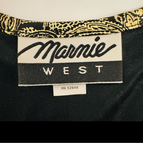 Marnie West Vintage 90’s Lamé Gold & Black Paisley Print Women’s Medium Top - Picture 7 of 11